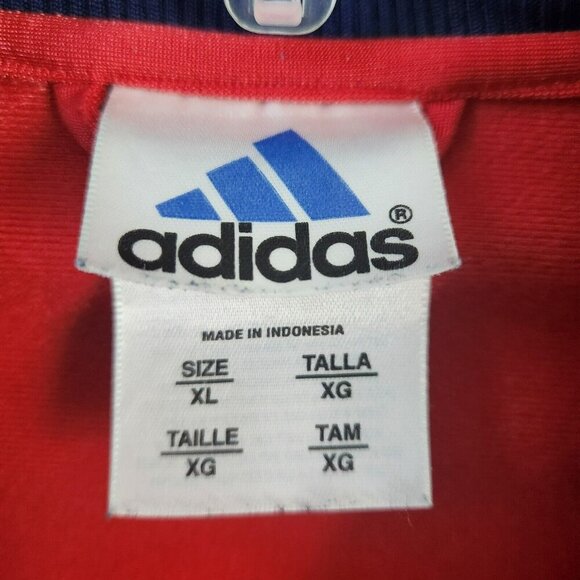 Adidas 3 Stripes Trefoil Warmup Jacket XL Red Navy Full Zip Retro Y2K Vintage - Picture 14 of 14